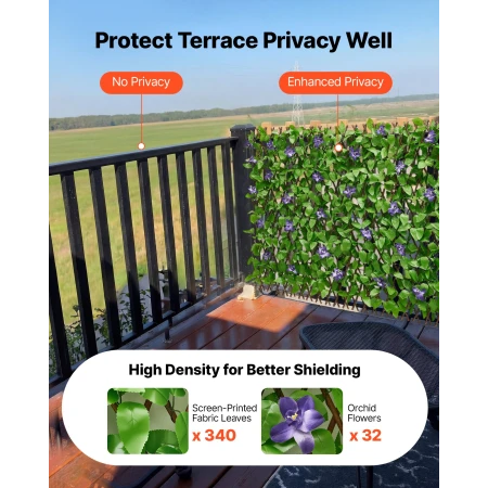 Expandable Fence Privacy Screen, 64.9 x 310 cm Expand Artificial Plant Wall, Realistic Artificial Ivy Panel with 50 Zip Ties, De