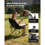 Oversized Camping Chairs, 204 kg Heavy Duty Support, Portable Padded Folding Camp Chairs with Dual Cup Holders & Wine Glass Hold