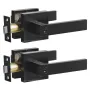 Entry Lever Door Handle, 2 PCS Black Entry Knob, Lock and Key Locking Lever Set, Contemporary Square Door Lever, Reversible for 
