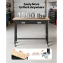 1220 mm Workbench, 680 kg Load Capacity, Garage Workbench with Drawer Storage & Wheels, Workshop Bench on Wheels, Heavy Duty Oak