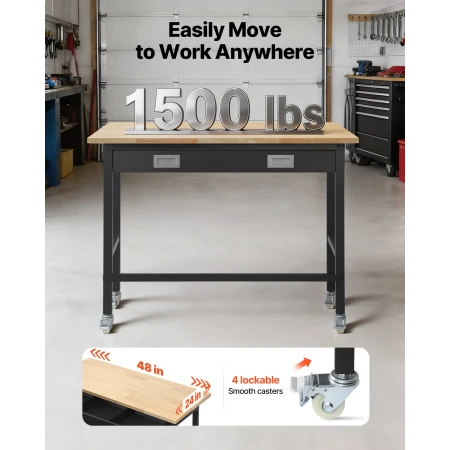 1220 mm arbejdsbænk, 680 kg bæreevne, garagearbejdsbænk med