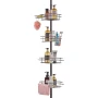 Shower Corner Caddy Tension Pole, 42" to 114" High, Multi-Functional Shower Tension Pole with Strong Load-Bearing Tray, Rust-Pro