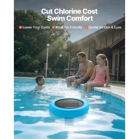 Solar Pool Ionizer, Round Copper Pool Ionizer Up to 170343 L, Floating Automatic Water Cleaner and Purifier, Chlorine Free Water