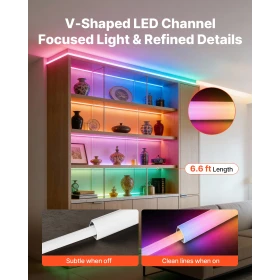 10-Pack 6,6 ft/2M V Shape LED-aluminiumskanal, med mælkeagtigt
