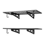 2-Tier Heavy Duty Wall Garage Shelving, 610 x 1219 mm Steel Wall Mounted Shelving Unit with Hooks, 610 x 1219 mm Per Shelf Float