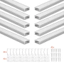 10-Pack 6,6 ft/2M U-form LED-aluminiumskanal, med mælkeagtigt