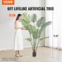 Artificial Palm Tree, 1.8mTall Faux Plant, Secure PE Material & Anti-Tip Tilt Protection Low-Maintenance Plant, Lifelike Green F