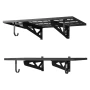 2-Tier Heavy Duty Wall Garage Shelving, 610 x 914 mm Steel Wall Mounted Shelving Unit with Hooks, 610 x 914 mm Per Shelf Floatin