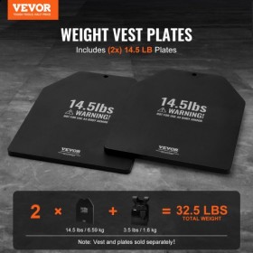 Weight Vest Plates for Strength Training Running Workout 2x14.5 LB Plates