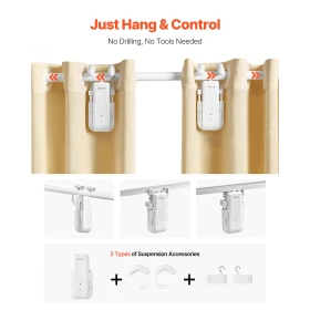 Automatic Curtain Opener, 2 Pack, APP and Remote Control, Hub Included, Electric Smart Curtain Opener Compatible with Alexa and 