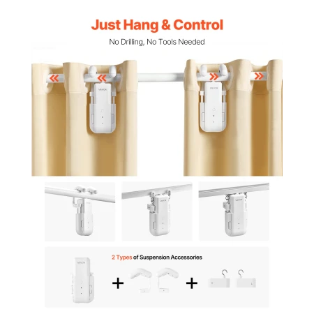 Automatic Curtain Opener, 2 Pack, APP and Remote Control, Hub Included, Electric Smart Curtain Opener Compatible with Alexa and 