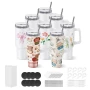 Sublimation Tumblers, 8 Pack, 1183 mL Tumblers Bulk with Handle, Stainless Steel Sublimation Cups with Lids and Straws, Double W