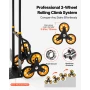 Stair Climbing Cart, 150 kg Stair-Climbing Capacity, Heavy-Duty Folding Trolley Cart with Telescoping Handle, 6 Wheels and 2 Bun