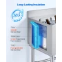 Commercial Ice Bin, 46.7 L Max Capacity, 455 x 455 x 850 mm Stainless Steel Ice Chest with Sliding Lid and Bottle Holders, Coole