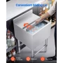 Commercial Ice Bin, 46.7 L Max Capacity, 455 x 455 x 850 mm Stainless Steel Ice Chest with Sliding Lid and Bottle Holders, Coole