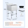 Kommerciel isbeholder, 46,7 L Max kapacitet, 455 x 455 x 850 mm