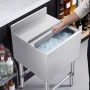 Commercial Ice Bin, 46.7 L Max Capacity, 455 x 455 x 850 mm Stainless Steel Ice Chest with Sliding Lid and Bottle Holders, Coole