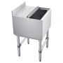Commercial Ice Bin, 46.7 L Max Capacity, 455 x 455 x 850 mm Stainless Steel Ice Chest with Sliding Lid and Bottle Holders, Coole