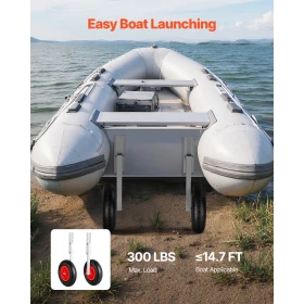 Boat Launching Wheels, 136.1 kg Load Capacity, 381 mm Aluminium Alloy Transom Wheel with Inflatable Rubber Tires, Folding Launch