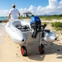 Boat Launching Wheels, 136.1 kg Load Capacity, 381 mm Aluminium Alloy Transom Wheel with Inflatable Rubber Tires, Folding Launch
