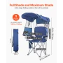 Camping Chair with Canopy Shade, Folding Beach Chair with Canopy & Magazine Pocket, 2 Cup Holders, 150 kg Heavy Duty Support, Ca