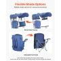 Camping Chair with Canopy Shade, Folding Beach Chair with Canopy & Magazine Pocket, 2 Cup Holders, 150 kg Heavy Duty Support, Ca