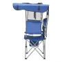 Camping Chair with Canopy Shade, Folding Beach Chair with Canopy & Magazine Pocket, 2 Cup Holders, 150 kg Heavy Duty Support, Ca