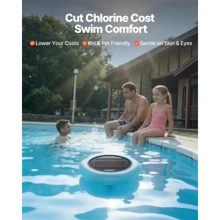 Solar Pool Ionizer, Hexagon Copper Pool Ionizer Up to 170343 L, Floating Automatic Water Cleaner and Purifier, Chlorine Free Wat