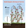 Garden Trellis, 220 x 52.5 cm Rose Trellis, 4 Packs Garden Flower Rose Trellises with Powder-Coated Finish & Convenient Locking 