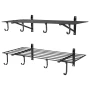 2-Tier Heavy Duty Wall Garage Shelving, 61 x 122 cm Steel Wall Mounted Shelving Unit with Hooks, 610 x 1219 mm Per Shelf Floatin