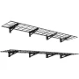 2-Tier Heavy Duty Wall Garage Shelving, 4 Pack 305 x 914 mm Steel Wall Mounted Shelving Unit, 305 x 1828 mm Per Shelf Floating S