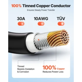 Solar Panel Extension Cable, 19.81M Black + 19.81M Red, 10 AWG (6 mm²), Solar Panel Wire with Female and Male Connectors, IP67 W