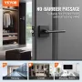 Passage Door Handle, 5 Pack Matte Black Door Lever, Left or Right Handing Reversible Lever Non-Locking, 45° Rotation to Open, Sq