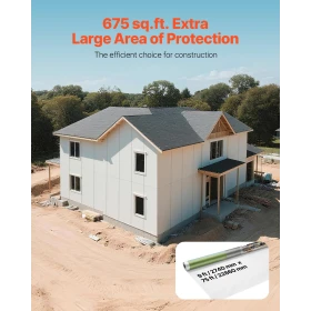 House Wrap, 2740 x 22860 mm, 0.13 mm Thick Vapor Barrier, Heavy Duty Plastic Sheeting for Tear-resistant, Drop Cloth Vapor Barri