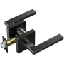 Passage Door Handle, 5 Pack Matte Black Door Lever, Left or Right Handing Reversible Lever Non-Locking, 45° Rotation to Open, Sq