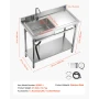 Stainless Steel Utility Sink, Free Standing Single Bowl Commercial Kitchen Sink with Faucet, 1000 x 500 x 940 mm, Utility Right 
