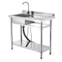 Stainless Steel Utility Sink, Free Standing Single Bowl Commercial Kitchen Sink with Faucet, 1000 x 500 x 940 mm, Utility Right 