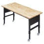 1524 mm Adjustable Workbench, 680 kg Load Capacity, Garage Workbench with Drawer, Power Outlet, Wheels, and Pegboard, Heavy Duty