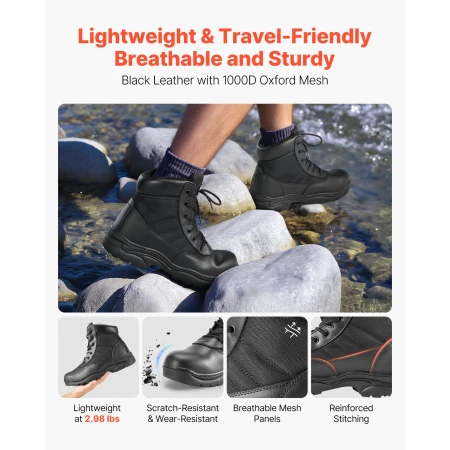 Men's Military Tactical Boots, 152.4 mm Combat Hiking Work