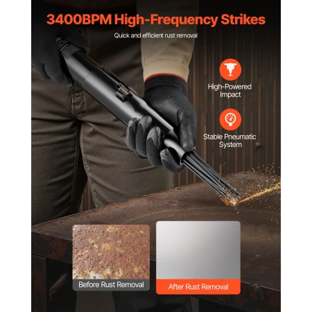 Air Needle Scaler, 3400BPM Pneumatic Scaler for Rust Paint