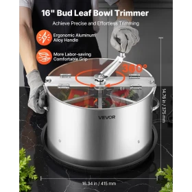 Manual Bud Leaf Trimmer, 370mm Reaper Bowl Bud Trimmer with Stainless Steel Blades, Visual Cutting, Wet & Dry Hydroponic Cutting