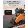 Plate Compactor, 2 HP 79CC Gas Engine, 5250 VPM Vibrating Ground Rammer, 8 kN Compaction Force, 41 x 31.5 cm Plate, Walk Behind 