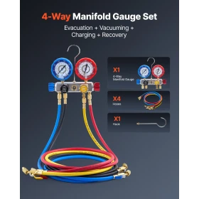 AC Manifold Gauge Set for R22 R404A R410A R12 Refrigerants, 4
