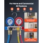 AC Manifold Gauge Set for R22 R404A R410A R12 Refrigerants, 4 Way AC Gauges with 1.5 m Hoses for Automotive & Household Air Cond