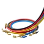 AC Manifold Gauge Set for R22 R404A R410A R12 Refrigerants, 4 Way AC Gauges with 1.5 m Hoses for Automotive & Household Air Cond