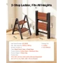 2 Step Ladder, Folding Step Stool with Wide Anti-Slip Pedal and Comfort Handgrip, Lightweight 150 kg Capacity Portable Aluminum 