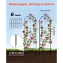 Garden Trellis, 180 x 52.5 cm Rose Trellis, 6 Packs Garden Flower Rose Trellises with Powder-Coated Finish & Convenient Locking 