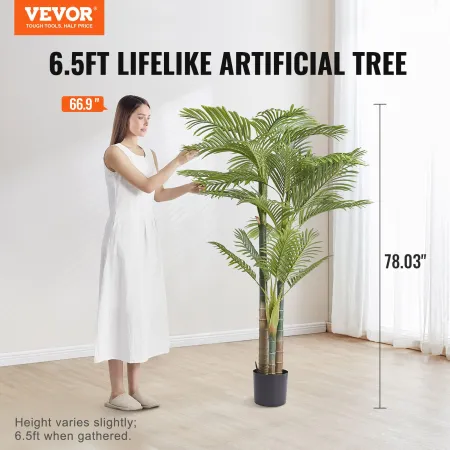 Kunstig guldpalme, 2 m høj kunstig plante, PE-materiale og