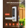 Mechanical Keyless Entry Door Lock, 2.0 Code Upgrade, 5 Digits Code, Single-Sided Push Button Combination Keypad Door Lock with 