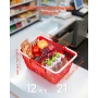 Shopping Baskets, 12 PCS, 21L Stackable PE Plastic Grocery Baskets with Handles, Dense Mesh Structure, Holds up to 9.07kg, Porta